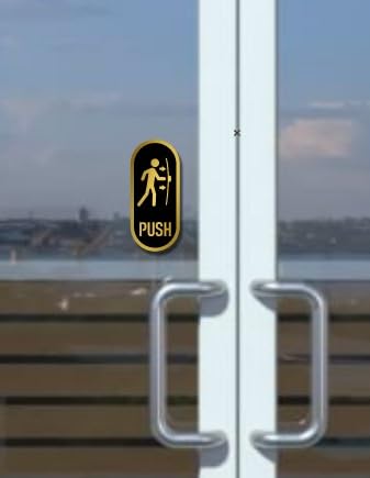 NestivaHome 7 x 3-Inch Round Self-Adhesive Door Sign: Pull/Push Black and Gold Acrylic Sticker for Cafes, Shops, Hospitals, Schools, Offices, Business Stores, Hotels, and Restaurants