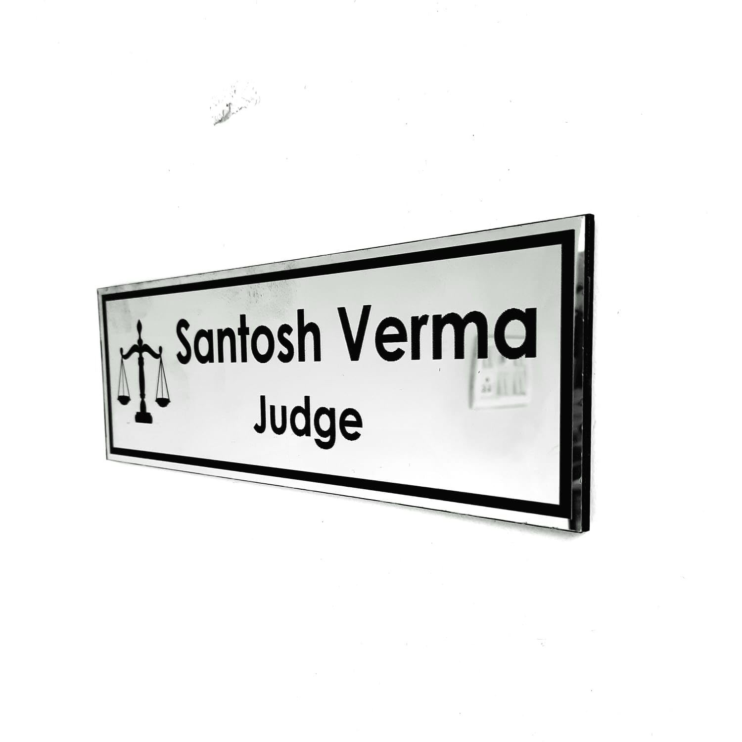 NestivaHome  Customized Self Adhesive Name Plate | Black & Gold Engraving Sheet with Vinyl Lettering| With Font Plate color Options | Name Plate For Home, Office & Outdoor Entrance 30x15 Cm| Silver Color