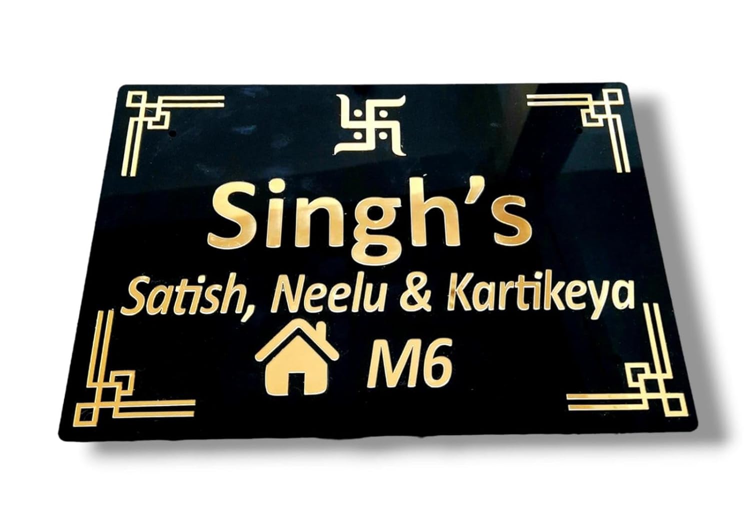 Nestivahome Customized Self Adhesive Name Plate | Black Engraving Sheet With Font Plate color Options | Name Plate For Home, Office & Outdoor Entrance 12...