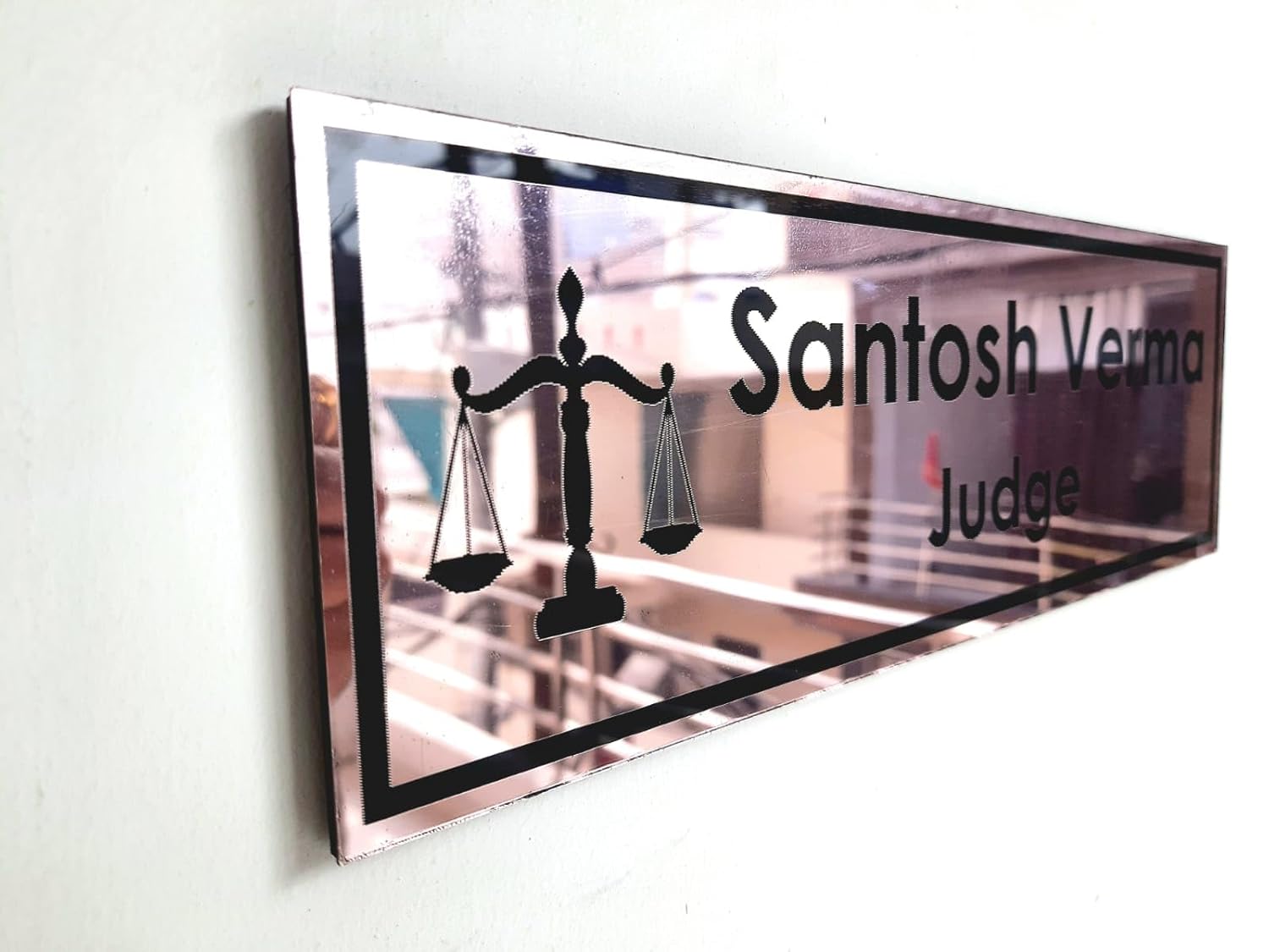 NestivaHome  Customized Self Adhesive Name Plate | Black & Gold Engraving Sheet with Vinyl Lettering| With Font Plate color Options | Name Plate For Home, Office & Outdoor Entrance 30x15 Cm| Silver Color