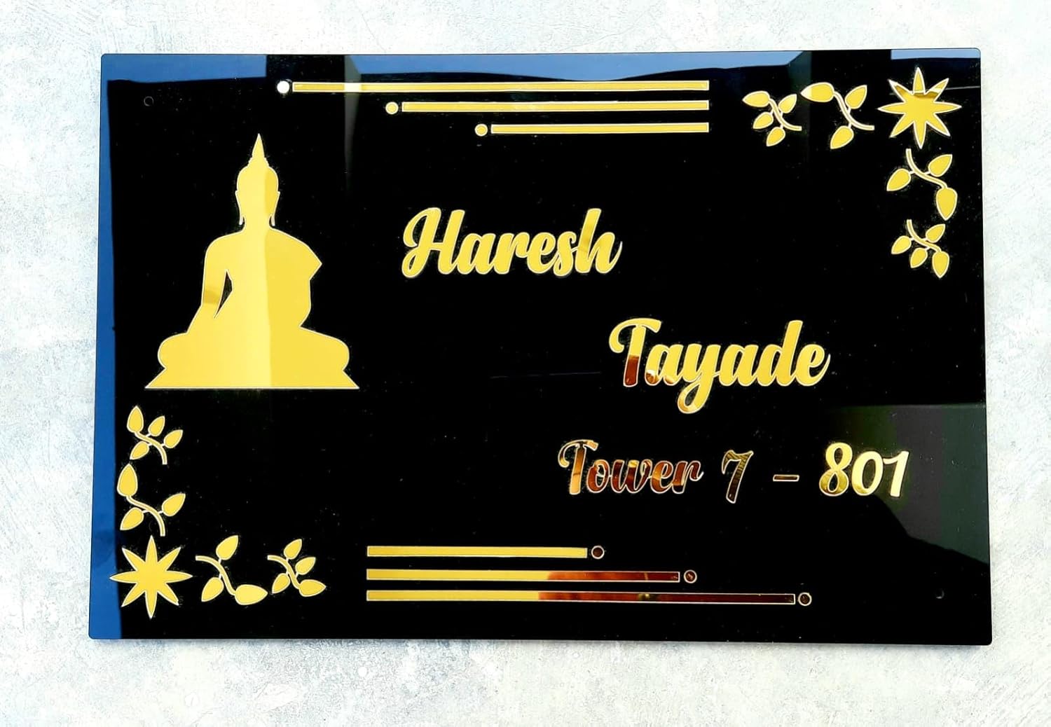 Nestivahome Customized Self Adhesive Name Plate | Black Engraving Sheet With Font Plate color Options | Name Plate For Home, Office & Outdoor Entrance 12...