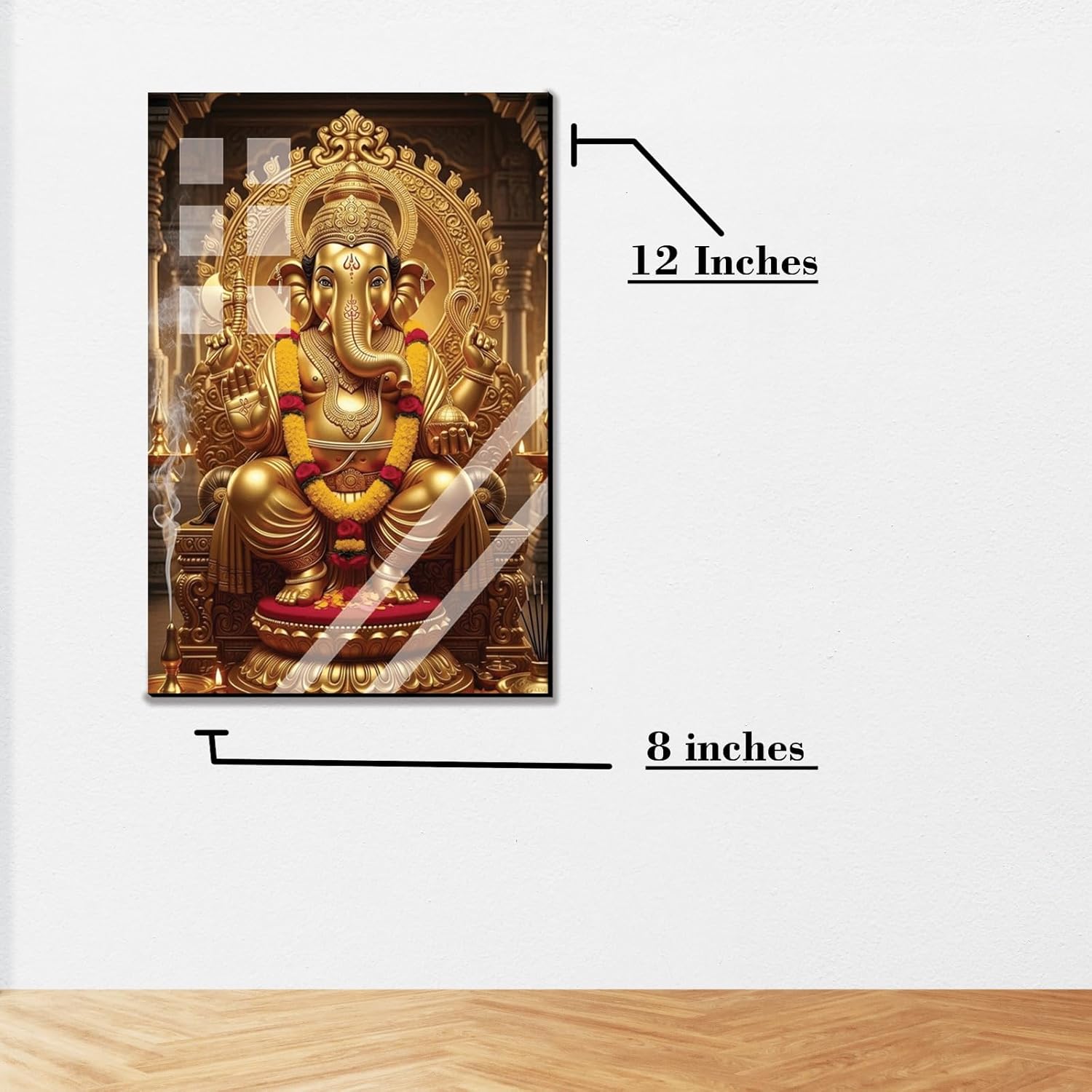 NestivaHome Premium Hindu God Wall Art Set of 3 – Lakshmi, Ganesha & Kubera Photo Frames for Home Décor | Spiritual Wall Hanging Paintings for Living Room, Pooja Room & Office | Gold Religious Poster Prints (12x8 Inches Each)