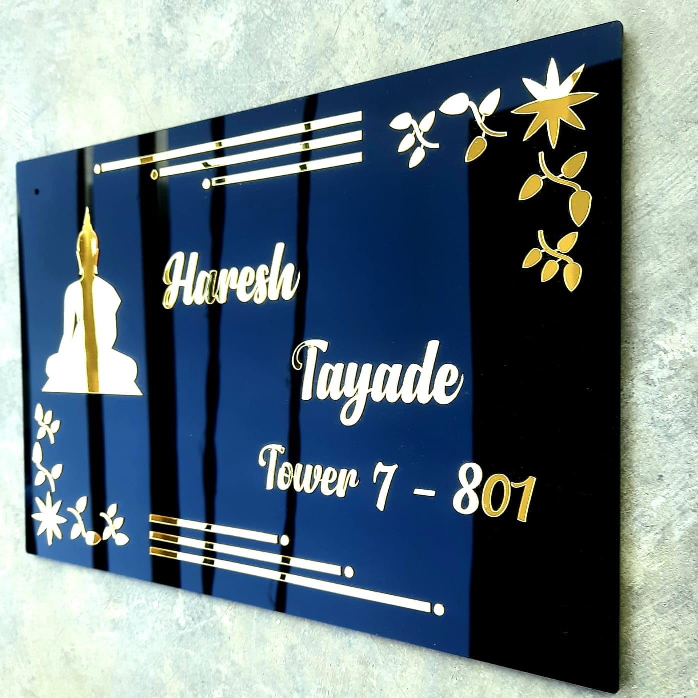 Nestivahome Customized Self Adhesive Name Plate | Black Engraving Sheet With Font Plate color Options | Name Plate For Home, Office & Outdoor Entrance 12...