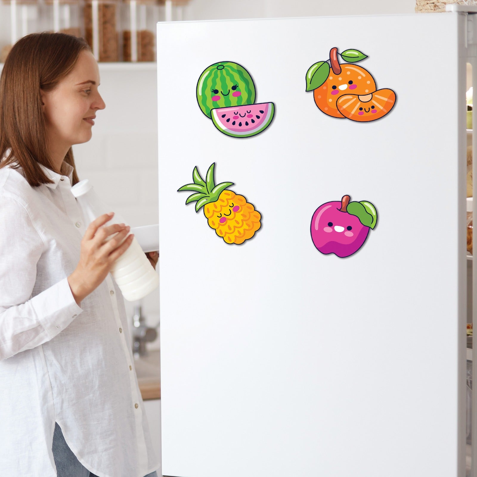 NestivaHome Cute Cartoon Fruit Fridge Magnets Set | 3x3 Inch Premium Glossy Metal Refrigerator Magnets | Strong Magnetic Base for Fridge Door, Kitchen Decor, Photo & Stylish Fridge Decoration Items