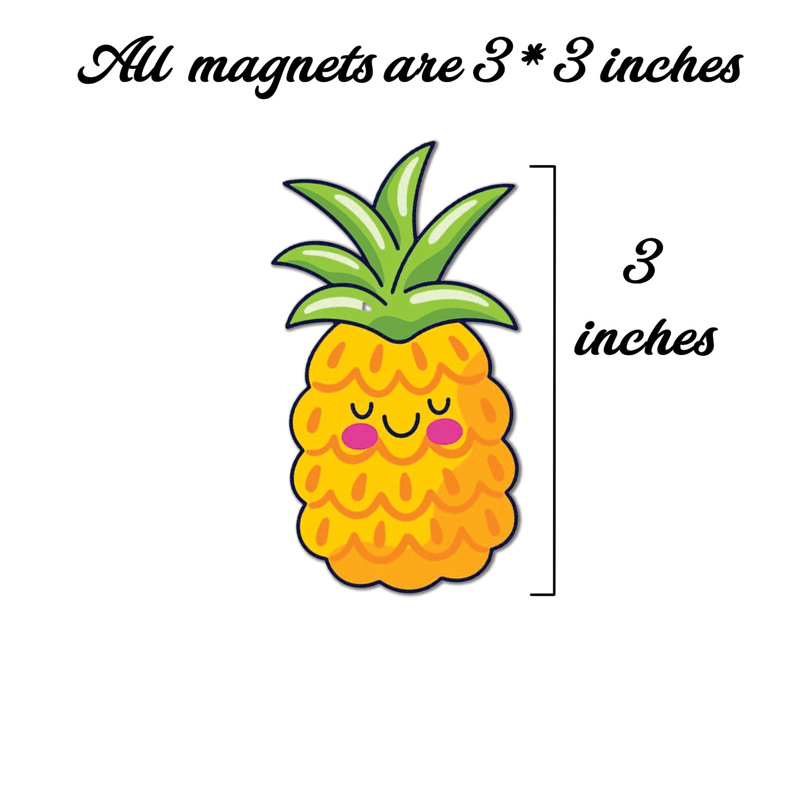 NestivaHome Cute Cartoon Fruit Fridge Magnets Set | 3x3 Inch Premium Glossy Metal Refrigerator Magnets | Strong Magnetic Base for Fridge Door, Kitchen Decor, Photo & Stylish Fridge Decoration Items