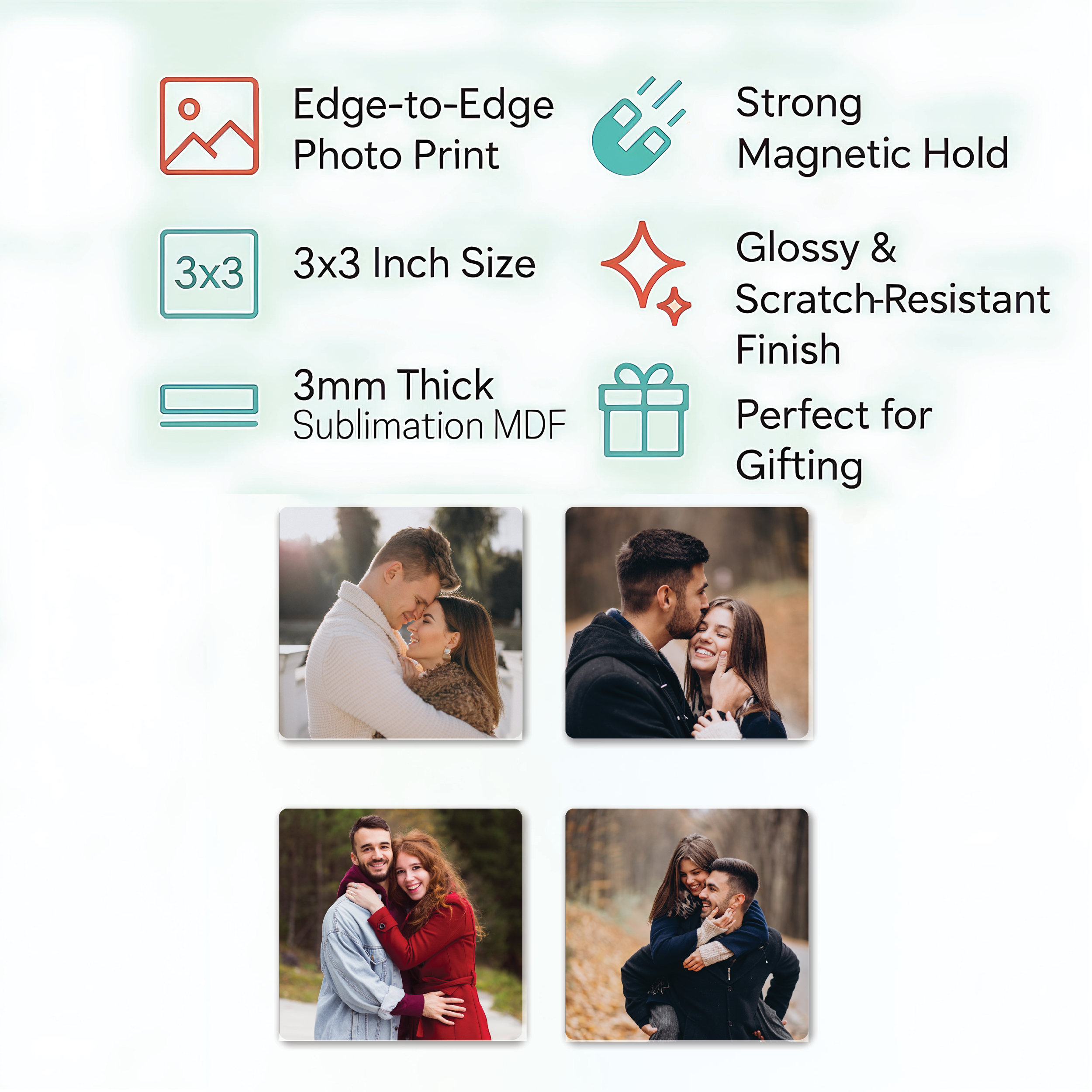 NestivaHome Personalized Fridge Magnets Set of 4 | Custom Photo Refrigerator Magnets | Stylish Magnetic Fridge Decoration Items | Strong Door Magnets for Fridge & Home Décor